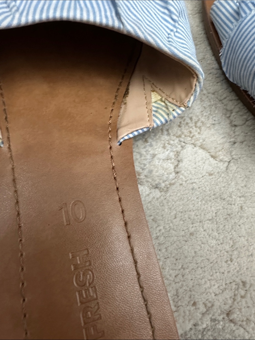 Joe Fresh Blue Striped Ruffle Slide Sandals - Picture 11 of 11